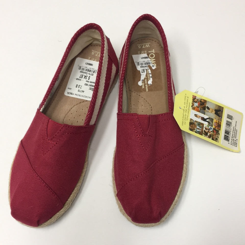 Toms Red Canvas Slip-On Shoes